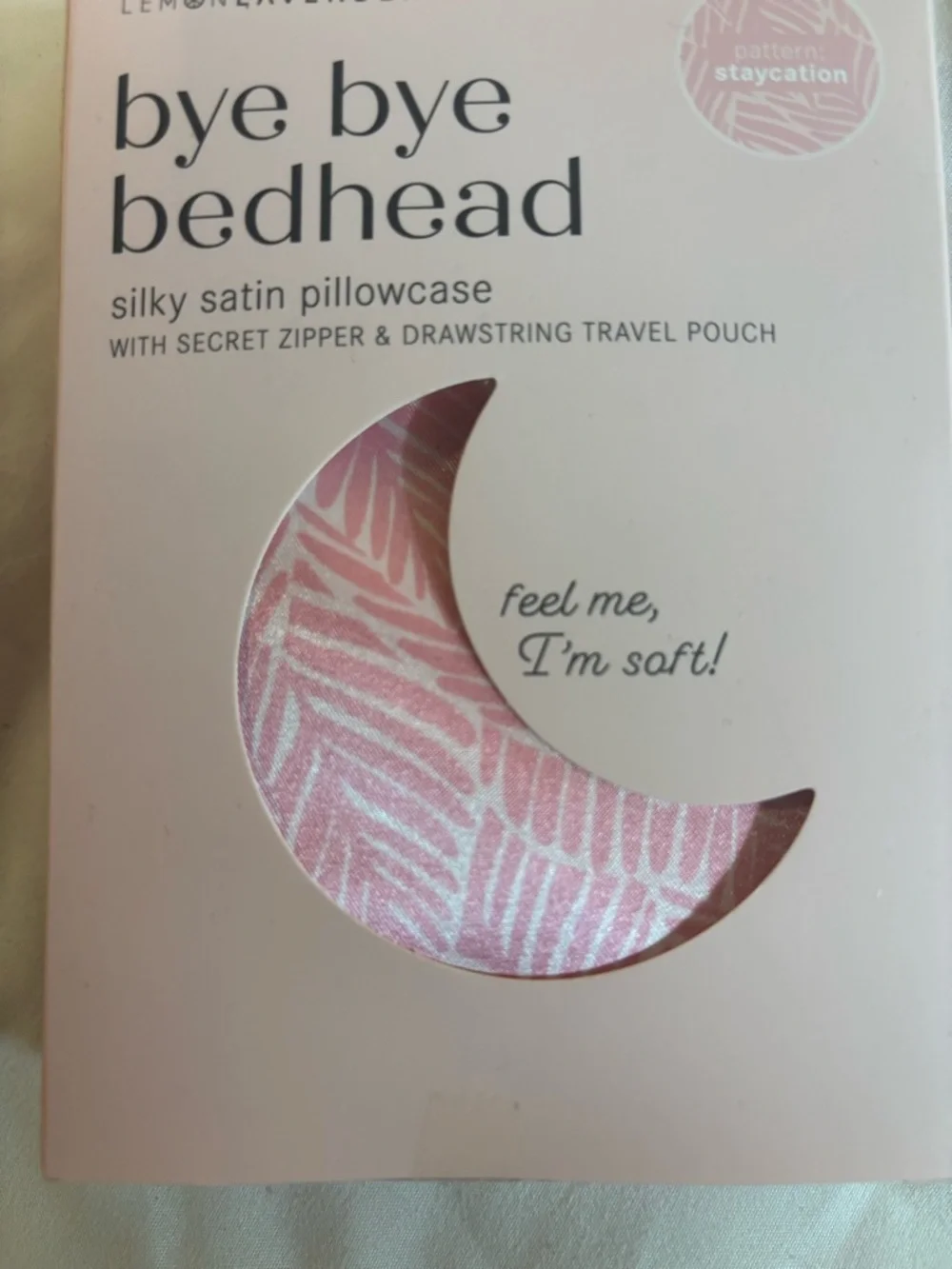 Bye Bye Bedhead Silky Satin Pillowcase Secret Zipper Drawstring Travel Pouch New